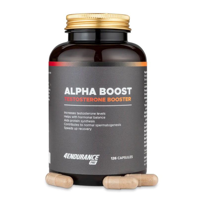 4Endurance Pro Alpha Boost - 126 capsules Default Title flavor, dark brown bottle with black and gold lid on white background.