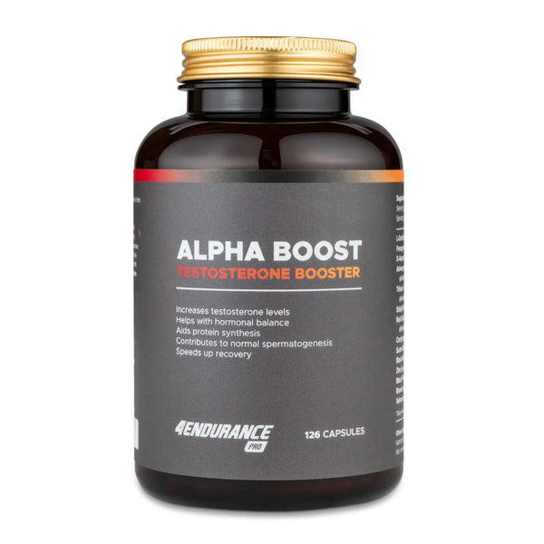 4Endurance Pro Alpha Boost - 126 capsules Default Title flavor, dark brown bottle with black and gold lid on white background.