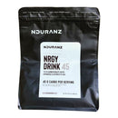 Nduranz Nrgy Drink 45 - 1200 g lemon flavor, 25 portions, black pouch, white sticker with brand logo and nutritional text on white background.